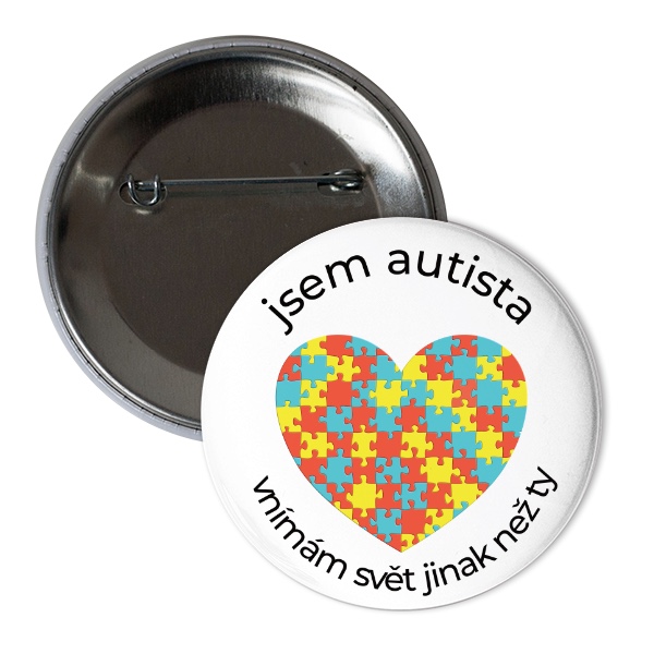 Odznáček  s potiskem Jsem autista CZ
